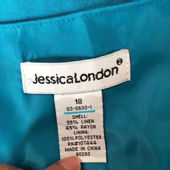 Jessica London Teal V-Neck Sheath Dress size 18 - Picture 10 of 13